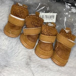 Tan Faux Suede Dog Boots